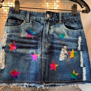 Flowers By Zoe Denim Foil Star Mini Skirt